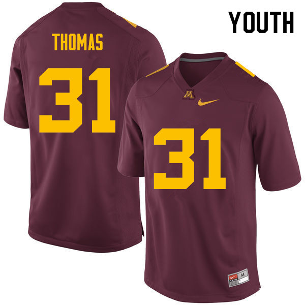Youth #31 Kiondre Thomas Minnesota Golden Gophers College Football Jerseys Sale-Maroon